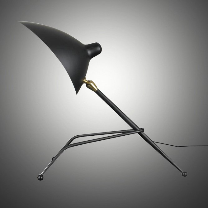 Настольная лампа Serge Mouille Tripod Desk Lamp Черный в Воронеже | Loft Concept 