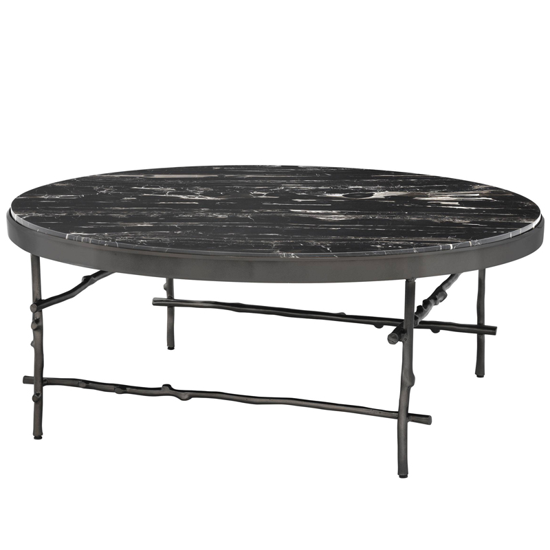 Кофейный стол Eichholtz Coffee Table Tomasso round Черный Мрамор Nero Темная бронза в Воронеже | Loft Concept 