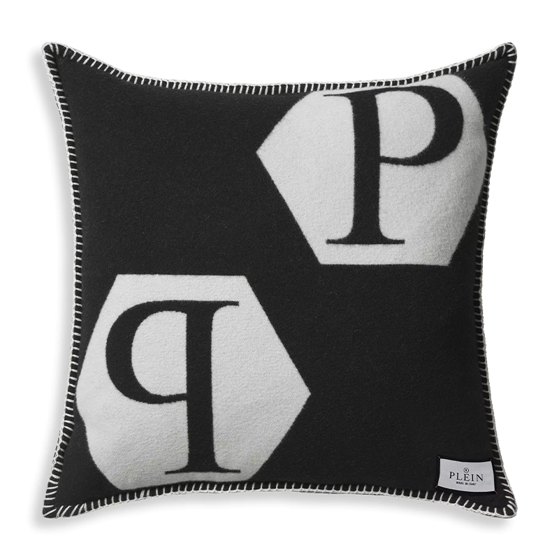 Подушка Philipp Plein Cushion Cashmere Black Черно-белый в Воронеже | Loft Concept 