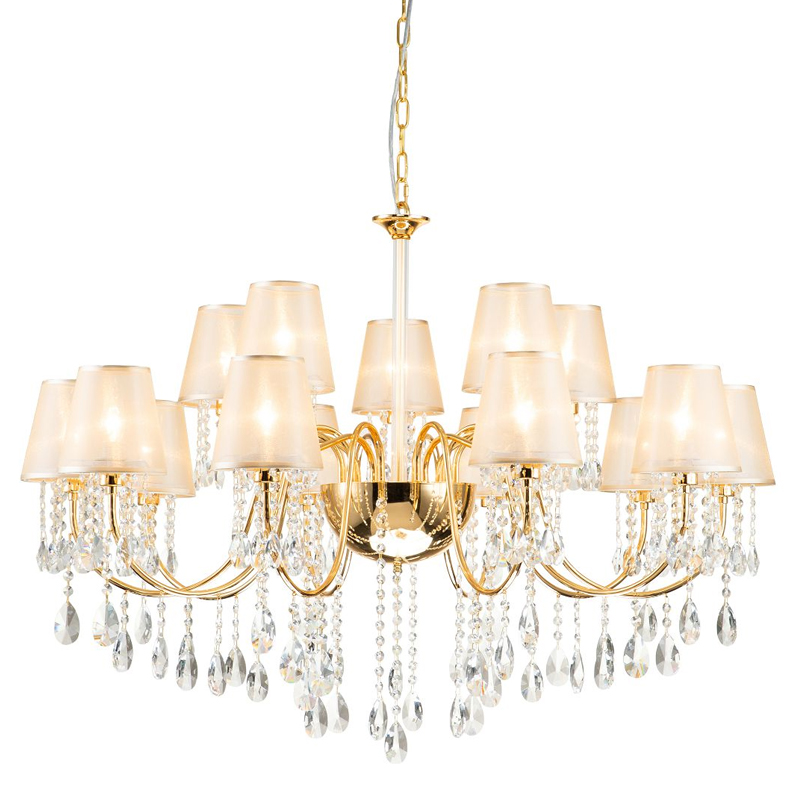 Двухъярусная люстра золотого цвета с хрустальным декором Dainty Light Золотой Янтарный Двухъярусная люстра золотого цвета с хрустальным декором Dainty Light Золотой Янтарный в Воронеже | Loft Concept
