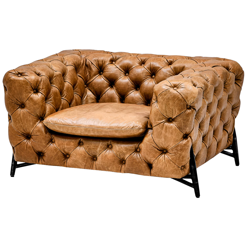 Кресло Hendrica Capitone Chair Карамель Черный Кресло Hendrica Capitone Chair Карамель Черный в Воронеже | Loft Concept