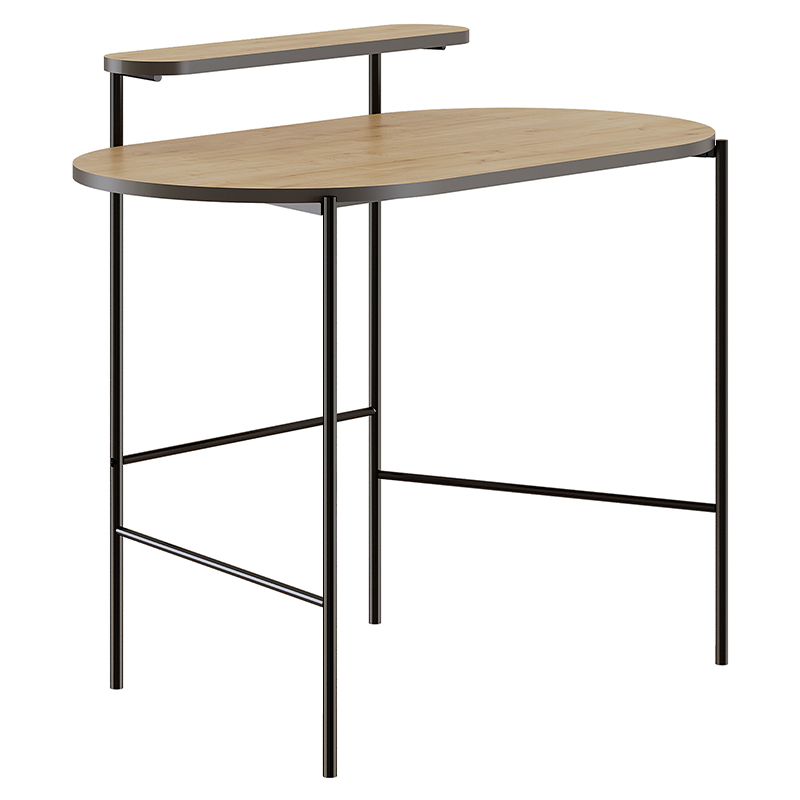 Стол письменный овальной формы с полкой LOUB WORKING TABLE BLACK OAK Древесина Черный в Воронеже | Loft Concept 