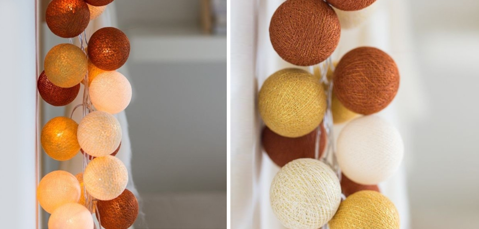 Гирлянда хлопковые фонарики Сotton Ball Gold-Copper - Loft-Concept в Воронеже