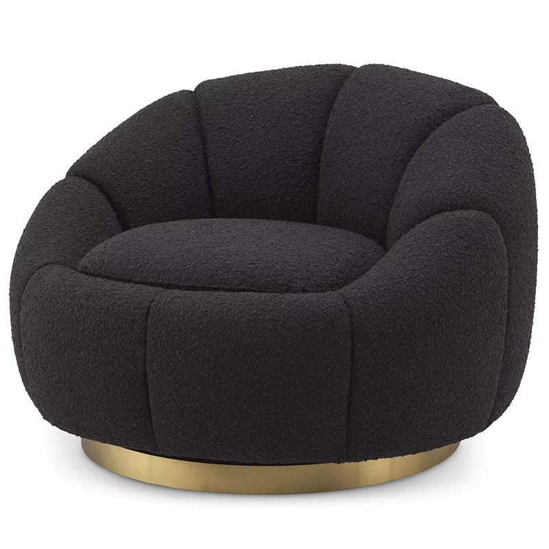 Кресло Eichholtz Swivel Chair Inger Black Черный Латунь в Воронеже | Loft Concept 