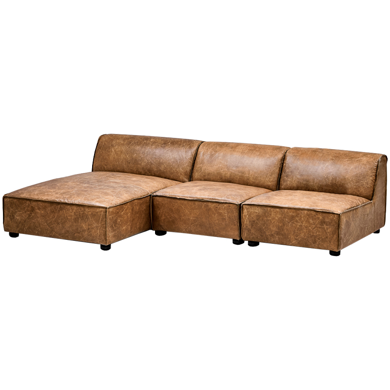 Диван Diehl Leather Sofa Карамель Хром в Воронеже | Loft Concept 