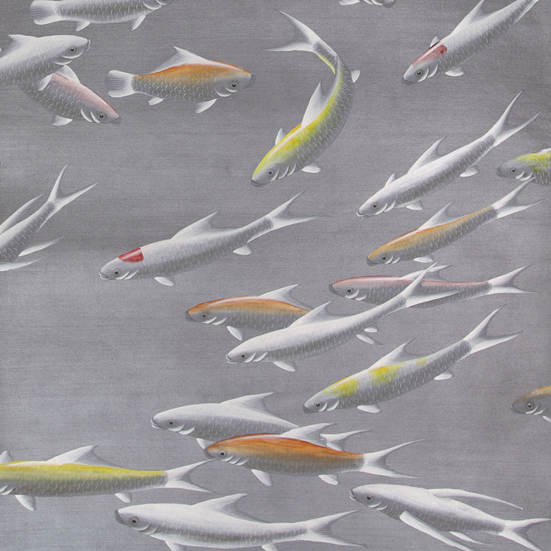 Обои ручная роспись Fishes Koi on Flash metallic Xuan paper  в Воронеже | Loft Concept 