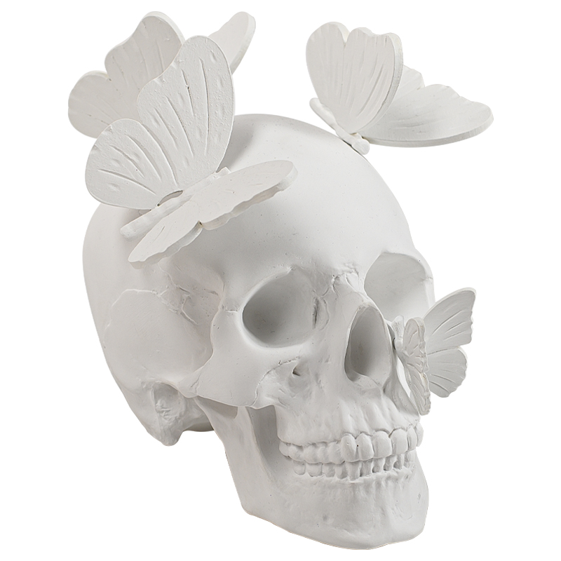 Статуэтка Skull with butterflies white Белый в Воронеже | Loft Concept 