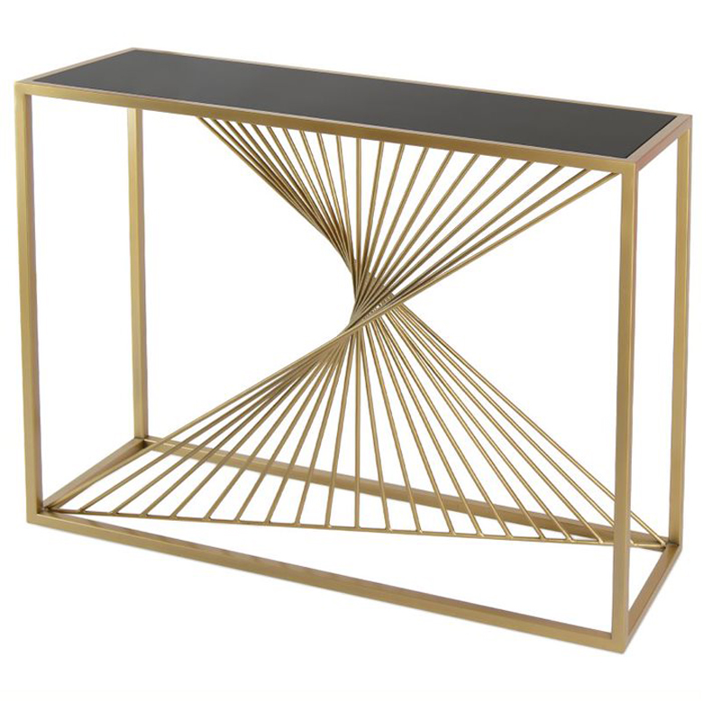 Консоль Medardo Console черное стекло Черный Золотой в Воронеже | Loft Concept 