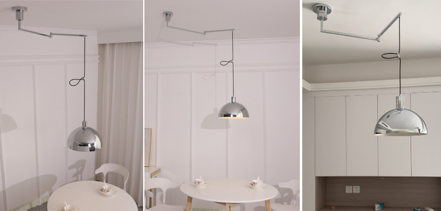 Подвесной светильник с настраиваемой высотой Deysi Dome Chrome - фото