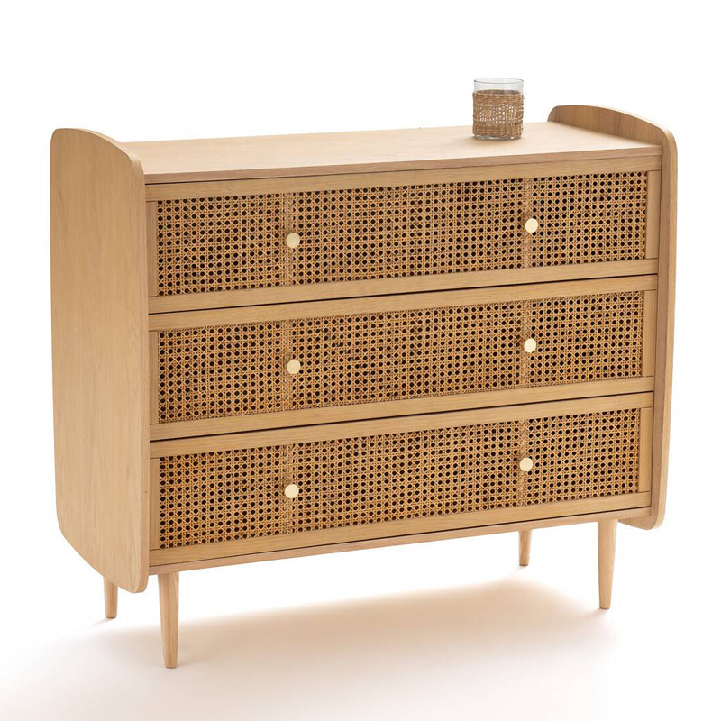 Комод с 3-мя ящиками из плетеного ротанга Aelius Rattan Wicker Chest of drawers Светлый дуб в Воронеже | Loft Concept 