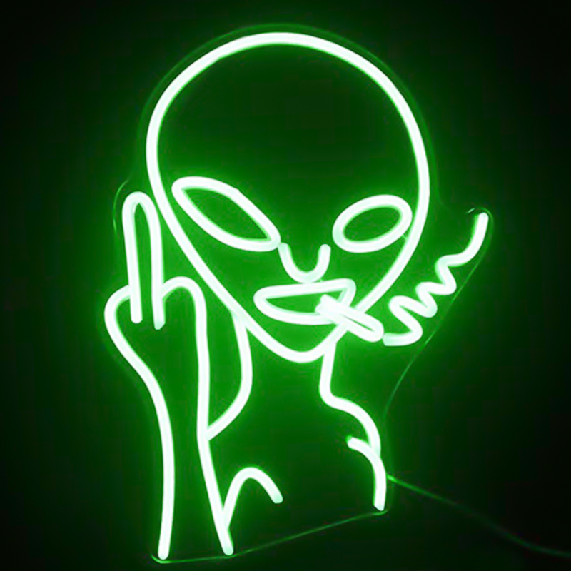 Неоновая настенная лампа Alien Neon Wall Lamp Зеленый Белый в Воронеже | Loft Concept 