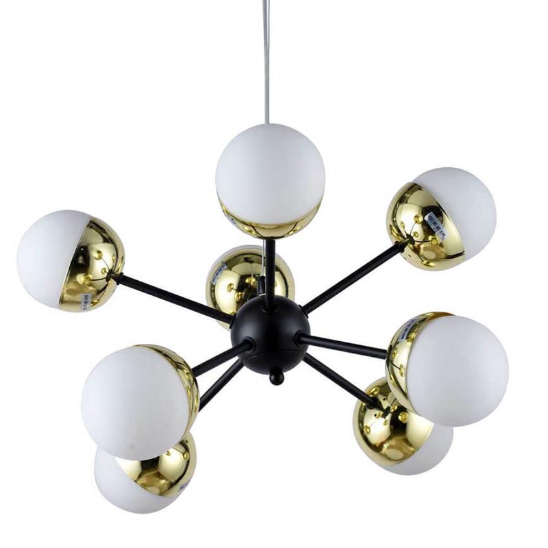 Люстра Sputnik White and Gold Globe Chandelier 8 Черный Золотой Белый в Воронеже | Loft Concept 