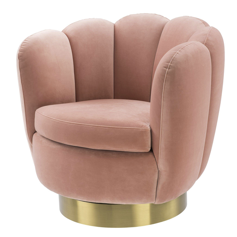 Кресло Eichholtz Swivel Chair Mirage nude Розовый пастельный Матовая латунь в Воронеже | Loft Concept 