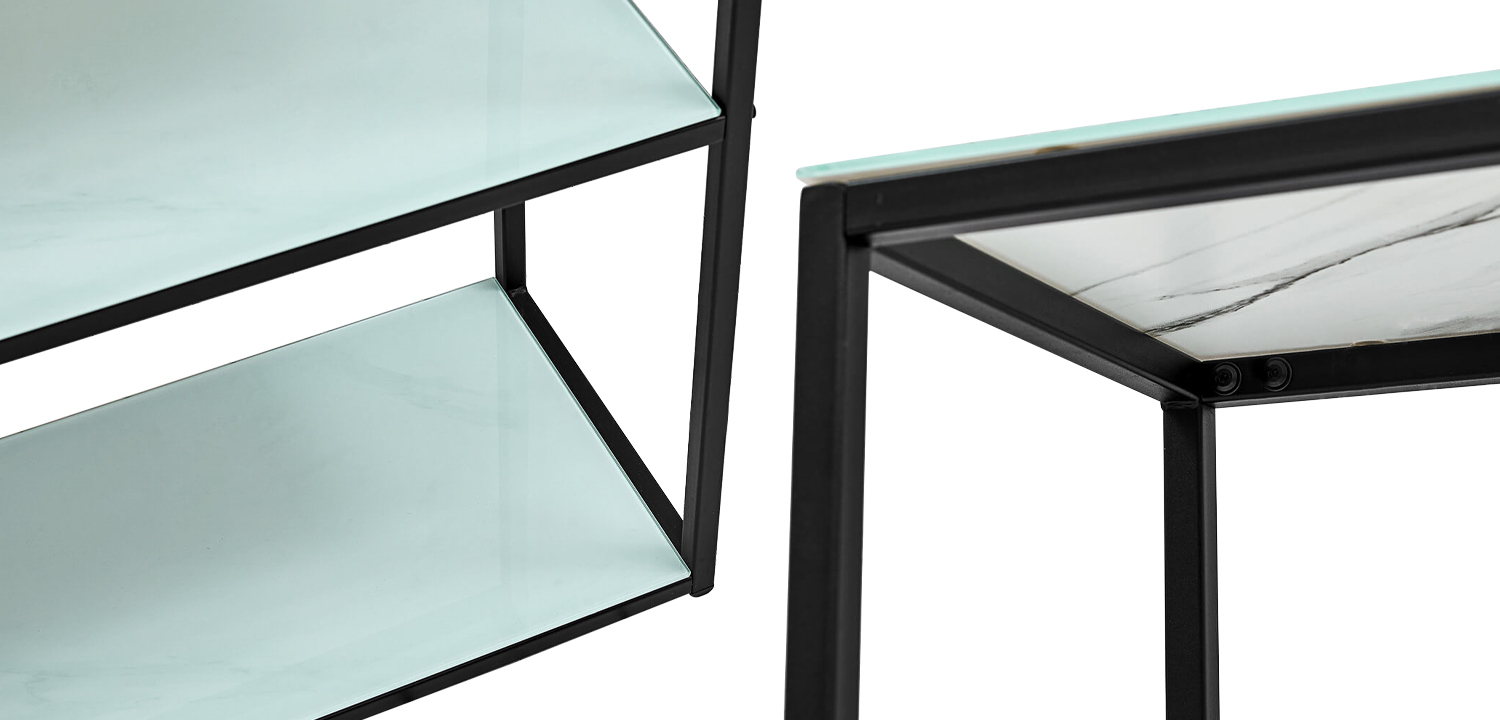 Стеллаж металлический со стеклянными полками Hebert Marble Glass Rack - фото