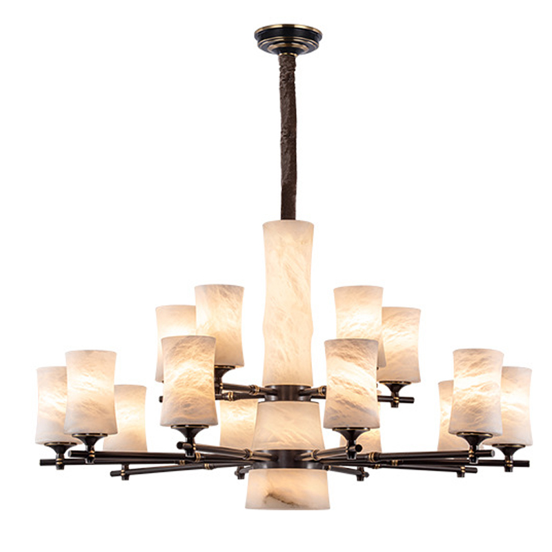 Дизайнерская люстра 15 плафонов из натурального мрамора Marble Shades Chandelier Золотой Коричневый Дизайнерская люстра 15 плафонов из натурального мрамора Marble Shades Chandelier Золотой Коричневый в Воронеже | Loft Concept