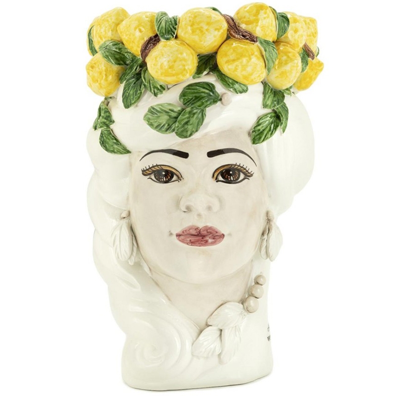 Ваза Vase Lemon Head Lady White Белый Желтый Зеленый в Воронеже | Loft Concept 