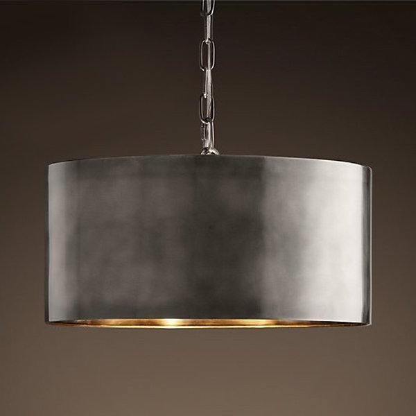Подвесной светильник RH Antiqued Metal Drum Pendant lamp Серебряный Бронза Подвесной светильник RH Antiqued Metal Drum Pendant lamp Серебряный Бронза в Воронеже | Loft Concept