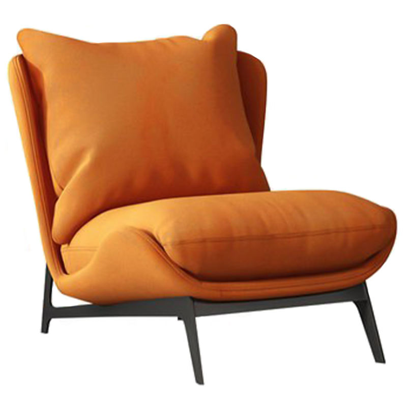 Кресло Maxwell Orange Textile Leather Armchair Оранжевый Черный в Воронеже | Loft Concept 