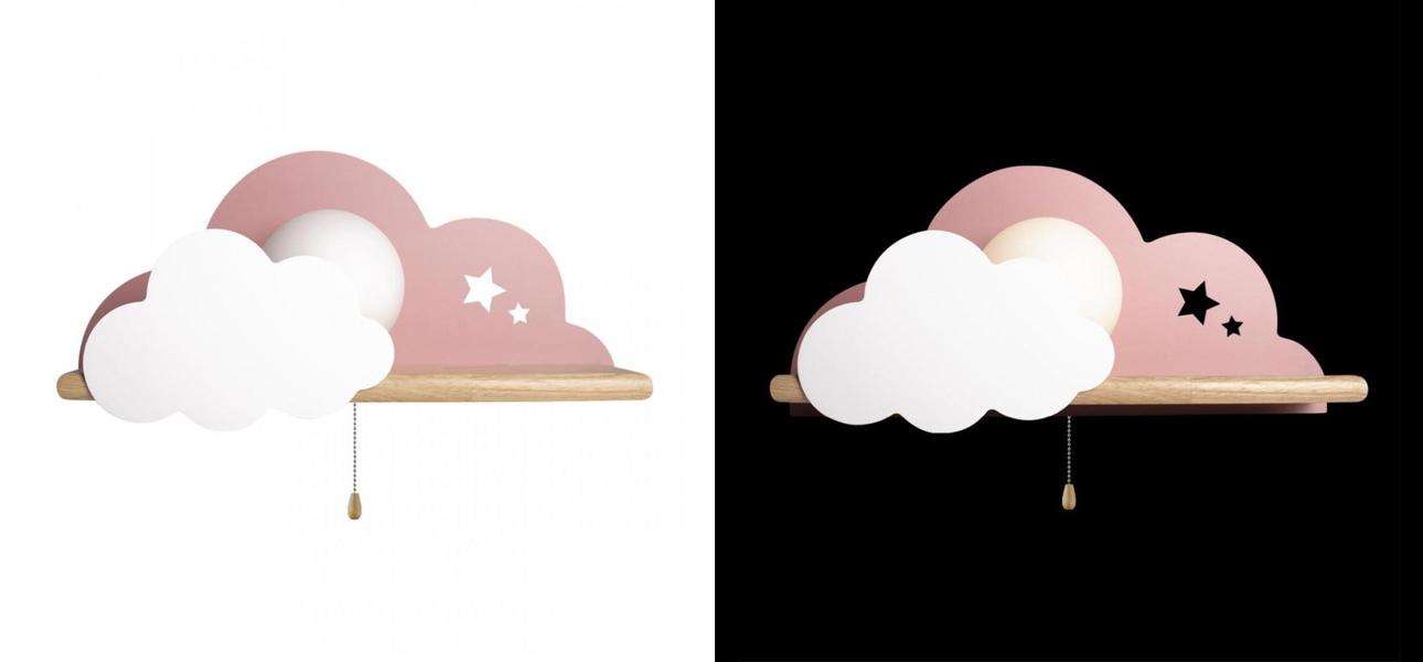 Бра с деревянной полкой розовое Облако Wall Lamp Pink Cloud - фото №1