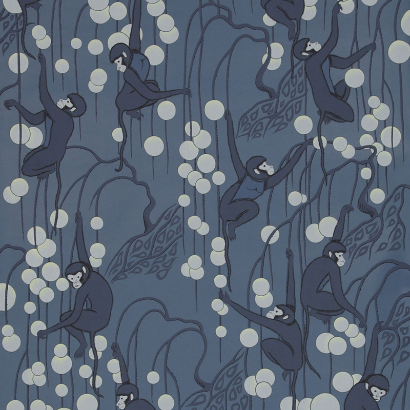Обои ручная роспись Deco Monkeys Parisian Blue on dyed paper Обои ручная роспись Deco Monkeys Parisian Blue on dyed paper в Воронеже | Loft Concept