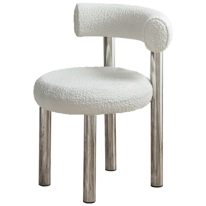 Стул Ellias White Boucle Chair Белый Хром в Воронеже | Loft Concept 