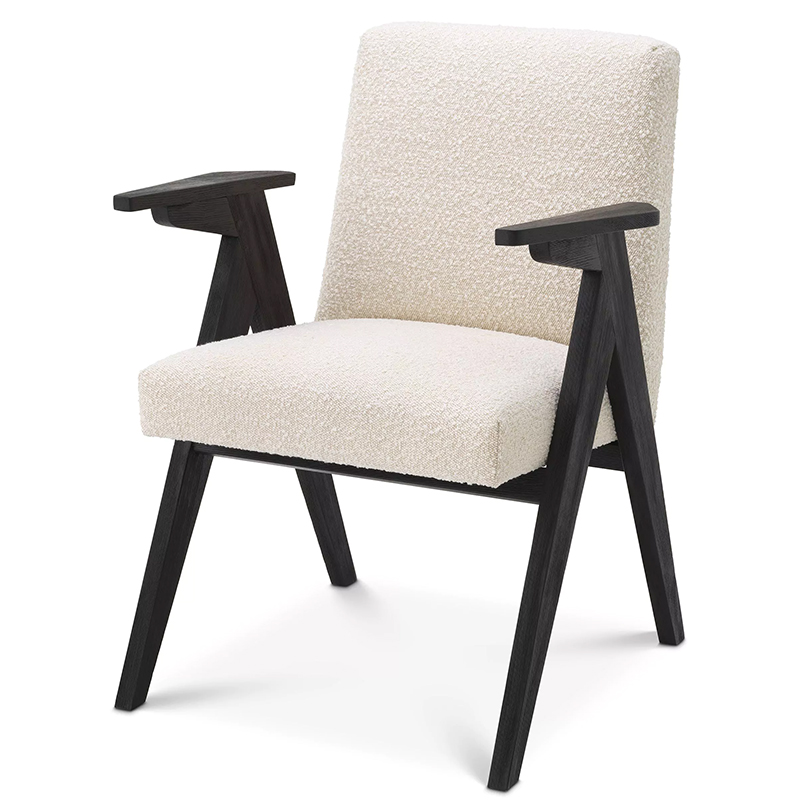 Стул Eichholtz Dining Chair Bobo Boucle Кремовый Черный в Воронеже | Loft Concept 