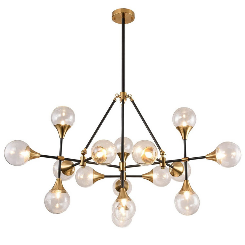 Люстра Baton Chandelier 16 Черный Прозрачное Стекло Латунь Люстра Baton Chandelier 16 Черный Прозрачное Стекло Латунь в Воронеже | Loft Concept