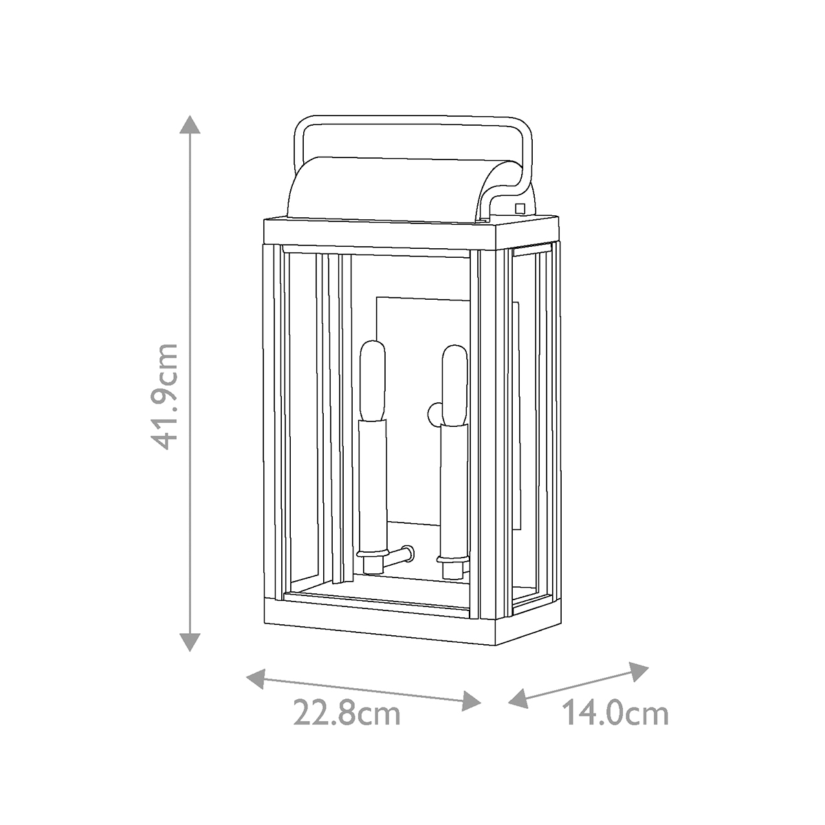Настенный фонарь прямоугольной формы цвета состаренная латунь с двумя лампами Hinkley в Воронеже