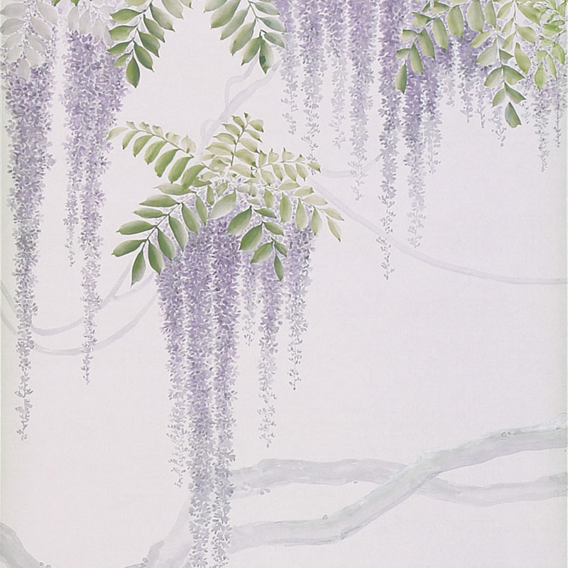 Обои в японском стиле Wisteria Lavender on Lilac Mica metallic Xuan paper  в Воронеже | Loft Concept 