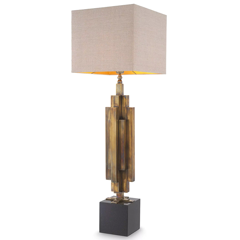 Настольная лампа Eichholtz Table Lamp Ellis Brass Черный Винтажная латунь Бежево-серый в Воронеже | Loft Concept 