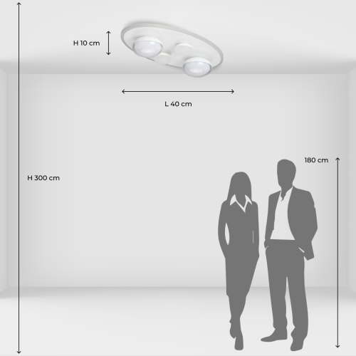 Потолочный светильник овальной формы белого цвета с 4-мя лампами Lunar Pebbles в Воронеже