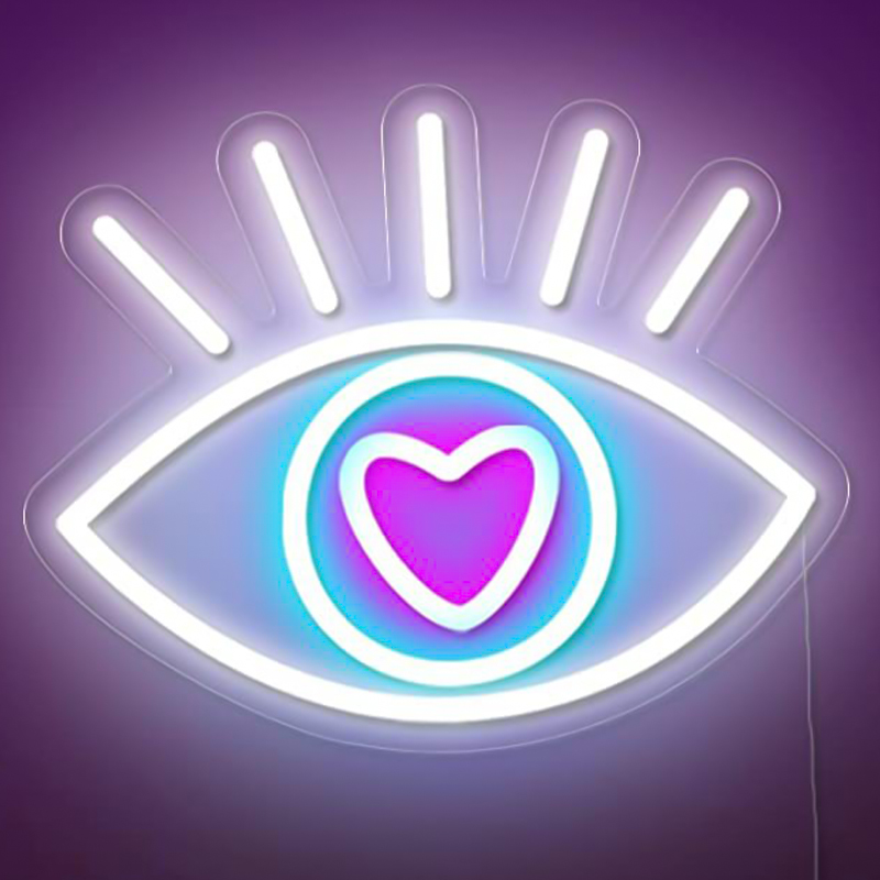 Неоновая настенная лампа Lucky Eye Neon Wall Lamp Белый Бирюзовый Розовый Прозрачный в Воронеже | Loft Concept 