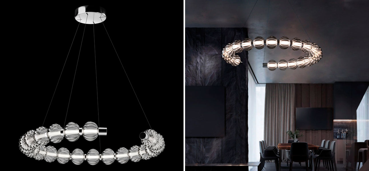 Светильник кольцо со стеклянными шарами Balls Lamp - фото