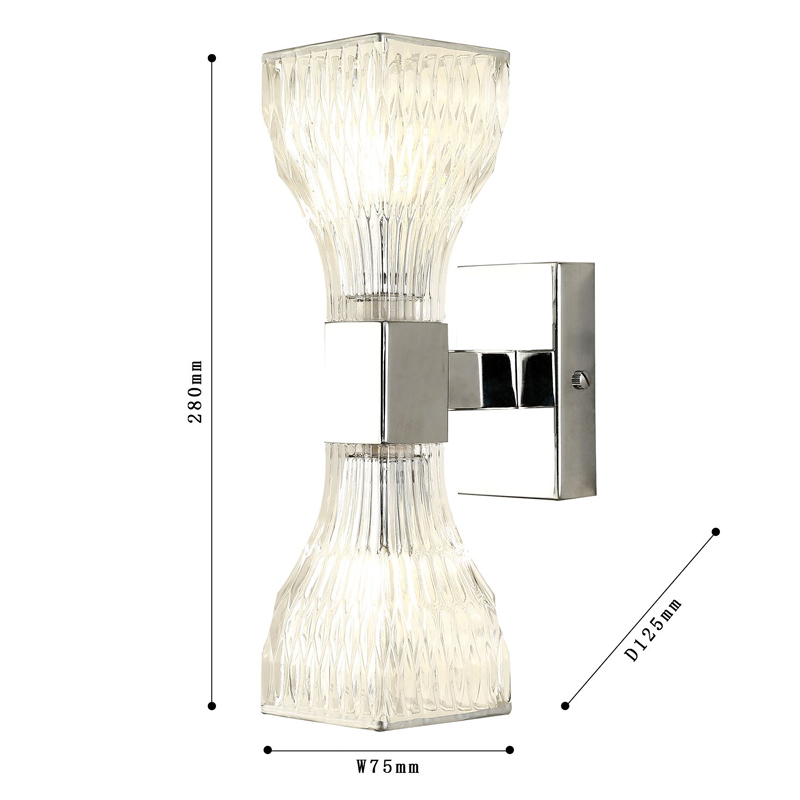 Бра с двумя плафонами из рельефного стекла GLASS HORN Chrome в Воронеже