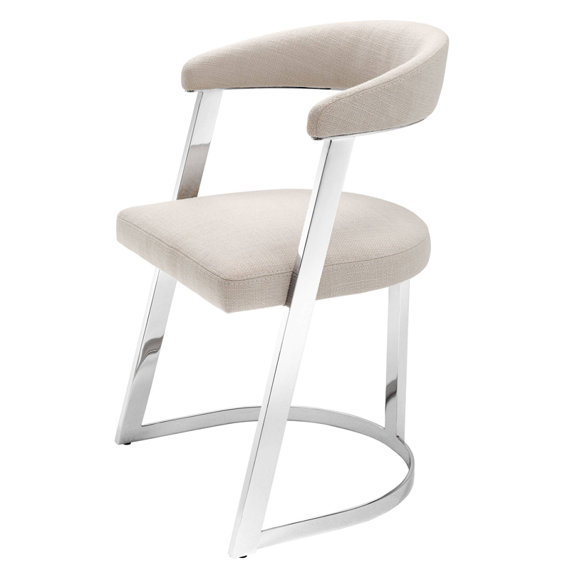 Стул Eichholtz Dining Chair Dexter Nickel Бежевый Никель в Воронеже | Loft Concept 