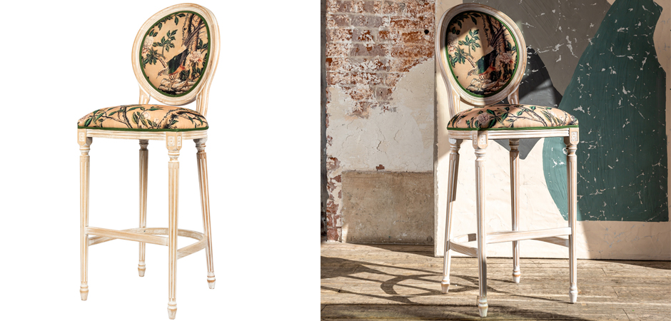Барный стул Beige and Green Chinoiserie Bar Stool Барный стул Beige and Green Chinoiserie Bar Stool - Loft-Concept в Воронеже