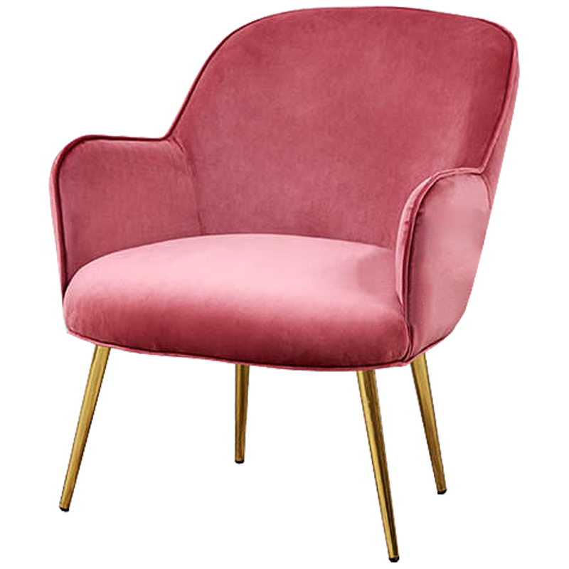 Кресло Waldeck Chair Pink Розовый (Rose) Глянцевое золото в Воронеже | Loft Concept 