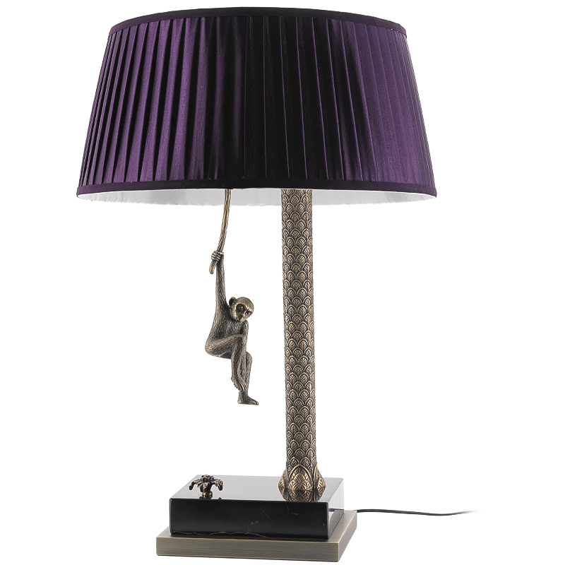 Настольная лампа Джунгли Table Lamp Jungle Purple Латунь Античная полированная Черный Мрамор Nero Пурпурно-фиолетовый в Воронеже | Loft Concept 