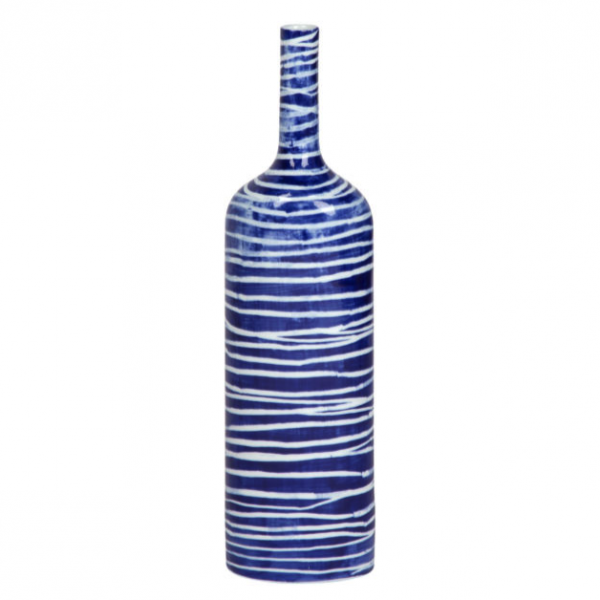 Ваза blue & white ornament Striped Bottle Синий Белый в Воронеже | Loft Concept 