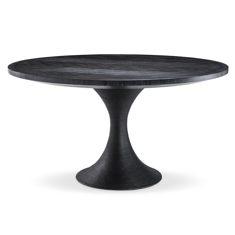 Обеденный стол Eichholtz DINING TABLE MELCHIOR ROUND black Черный в Воронеже | Loft Concept 