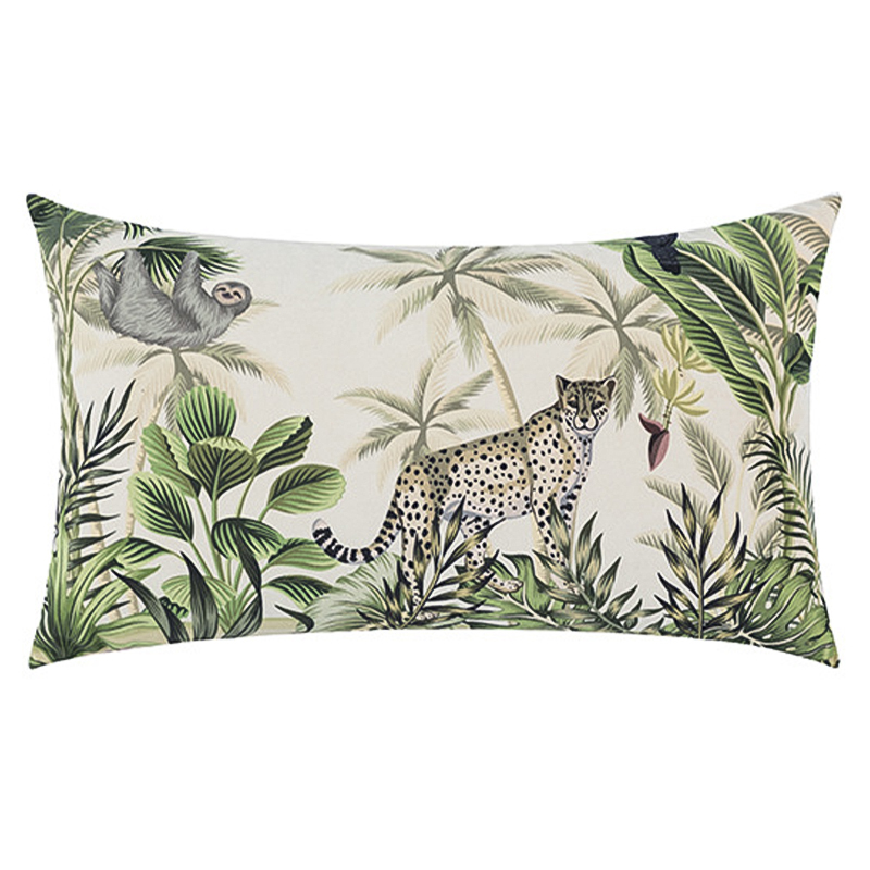 Декоративная подушка Rainforest Animals Cushion Бежевый Зеленый Серый в Воронеже | Loft Concept 