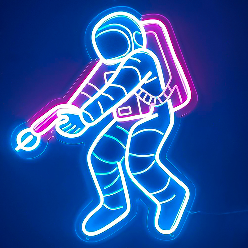 Неоновая настенная лампа Astronaut Neon Wall Lamp Синий Лиловый в Воронеже | Loft Concept 