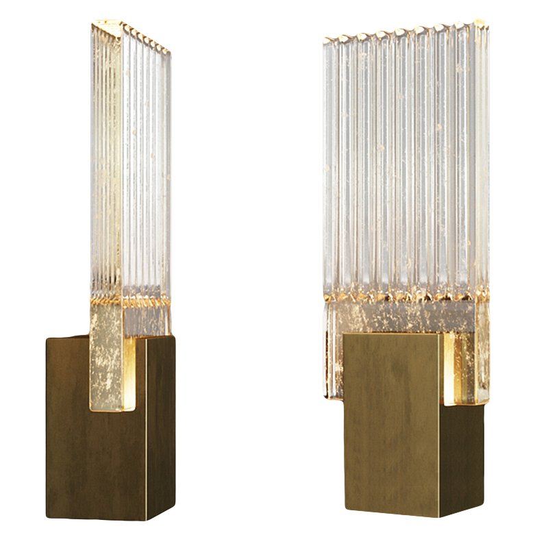 Бра PLEATED GLASS SCONCE Прозрачный (Transparent) Латунь в Воронеже | Loft Concept 