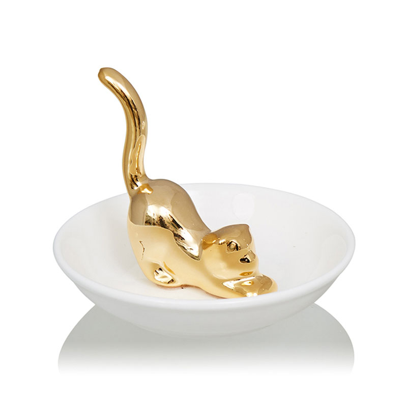 Блюдо Decorative Dish Cat Белый Глянцевое золото Блюдо Decorative Dish Cat Белый Глянцевое золото в Воронеже | Loft Concept