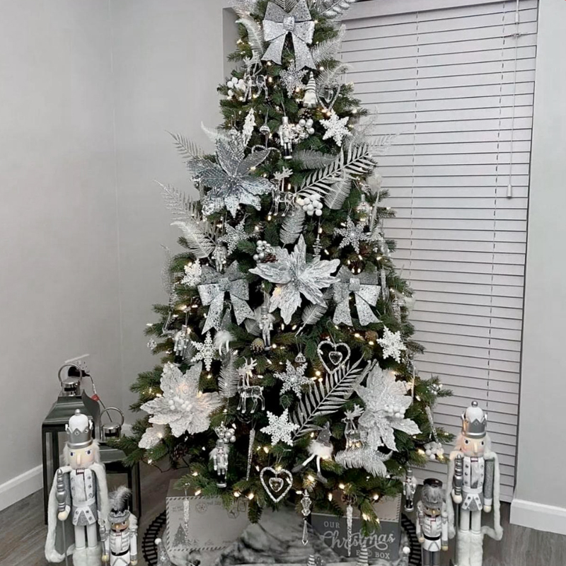 Дизайнерская Елка с Серебряным Декором Christmas Tree Silver Flowers Серебряный Зеленый в Воронеже | Loft Concept 