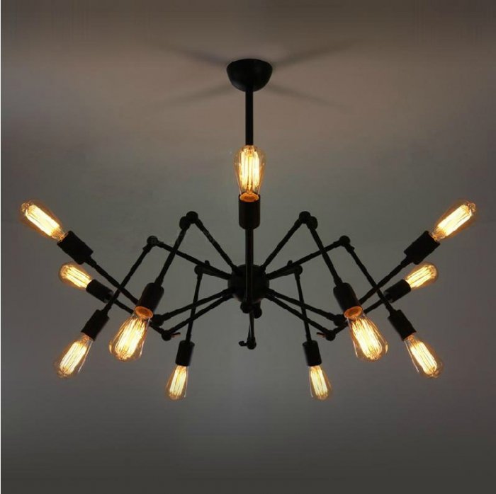 Люстра Loft Industrial Sputnik Chandelier Spider Черный в Воронеже | Loft Concept 