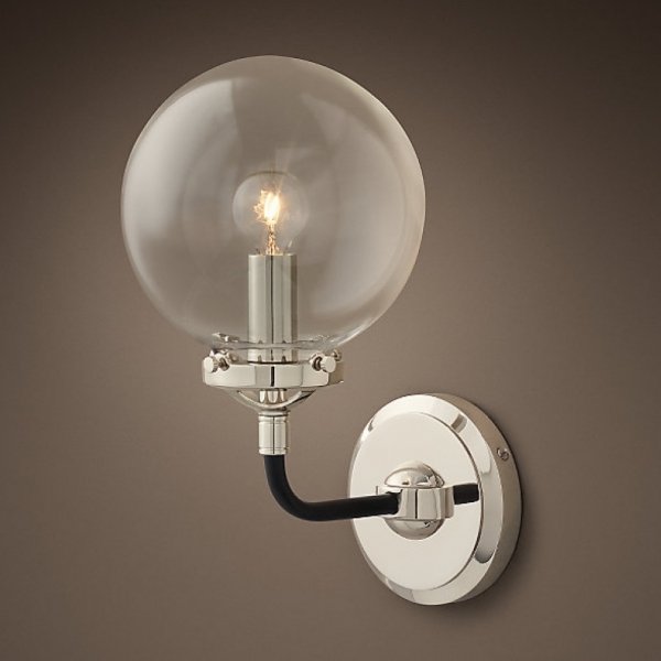 Бра Bistro Globe Clear Glass Single Sconce Nickel  в Воронеже | Loft Concept 