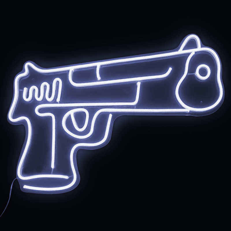 Неоновая настенная лампа Gun Neon Wall Lamp Белый Прозрачный в Воронеже | Loft Concept 