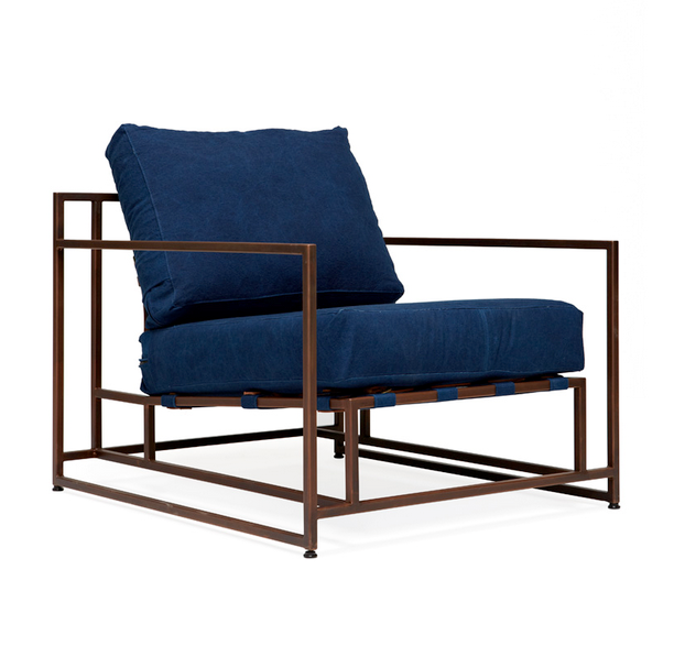 Кресло Kenn X Miller armchair Indigo and copper denim Индиго в Воронеже | Loft Concept 