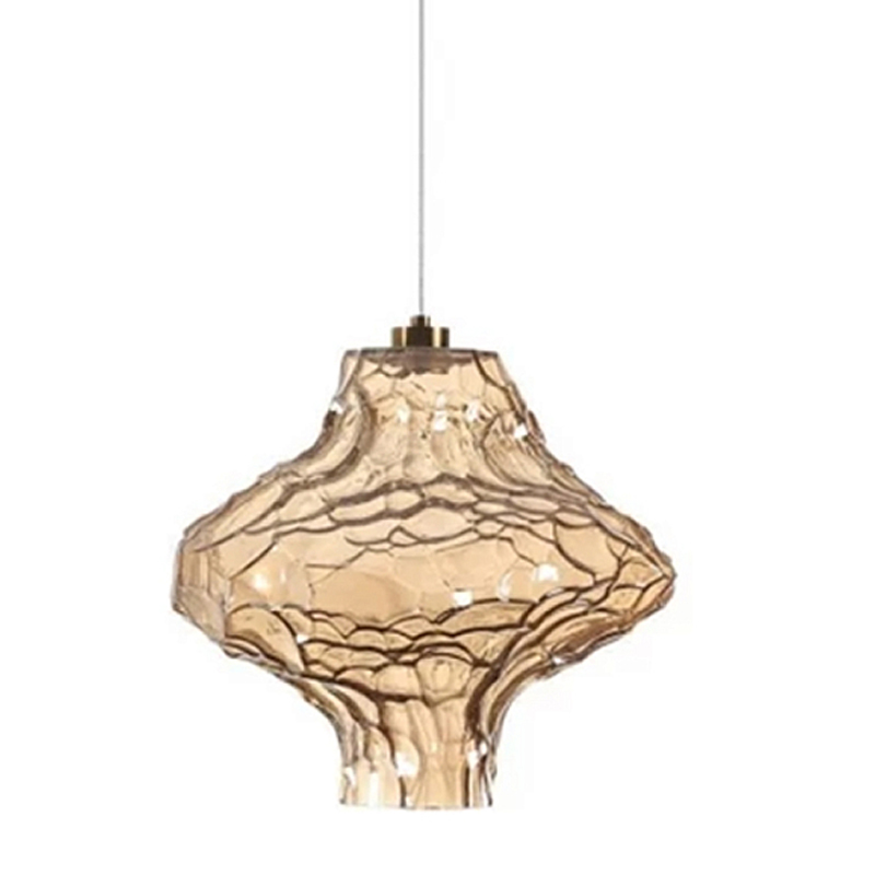 Подвесной светильник с плафоном из фактурного светло-янтарного стекла Light Ensemble Янтарный Бронза в Воронеже | Loft Concept 